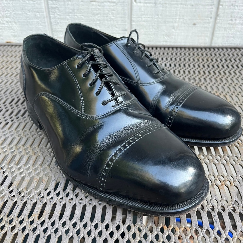 Florsheim Oxford Shoes Men 11 3E Black Leather Cap Toe Brogue 17067-01